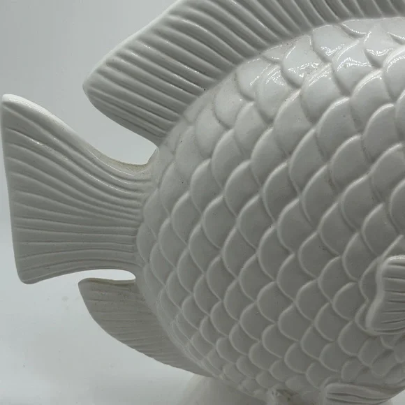 White Large Ceramic Fish Decor - Picture 3 of 5